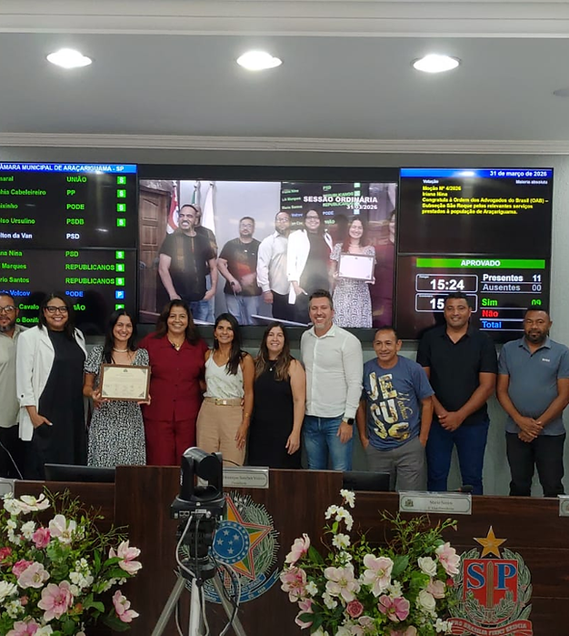 Vereadora Nina presta homenagens à OAB São Roque pelos serviços prestados à população

