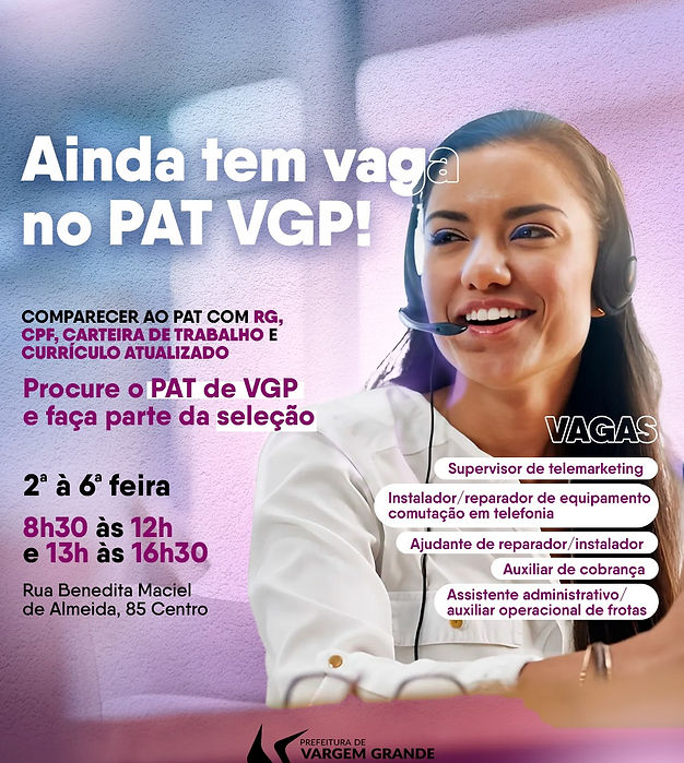 PAT Vargem Grande Paulista ainda tem vagas de emprego
