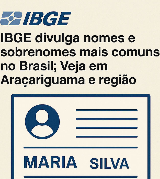 IBGE divulga nomes e sobrenomes mais comuns no Brasil; Veja em Araçariguama e região