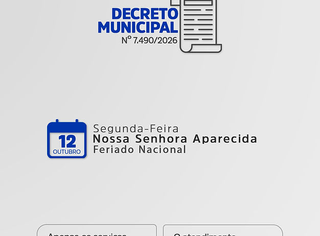 Prefeitura de Mairinque informa funcionamento dos serviços no feriado de Nossa Senhora Aparecida