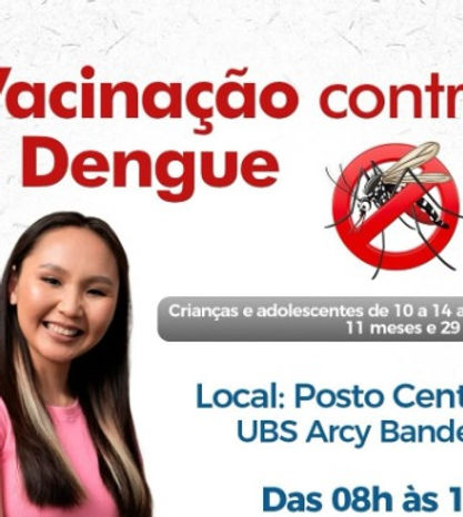 Ibiúna amplia vacinação contra a dengue e convoca crianças e adolescentes para imunização no Posto Central