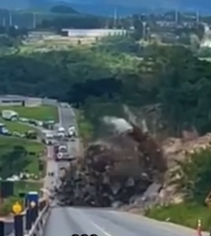 ViaOeste realizou desmonte de rocha nesta terça-feira na Lívio Tagliassachi