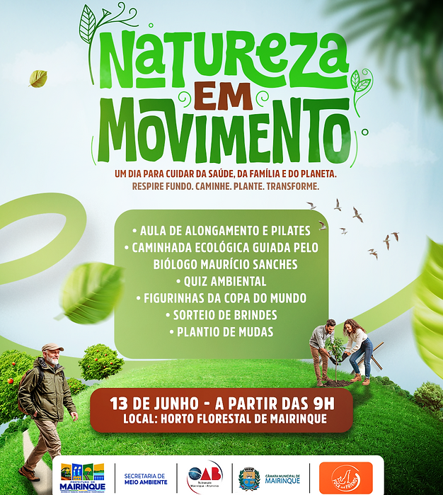Natureza em Movimento acontecerá no Horto Florestal com atividades de saúde, lazer e conscientização ambiental