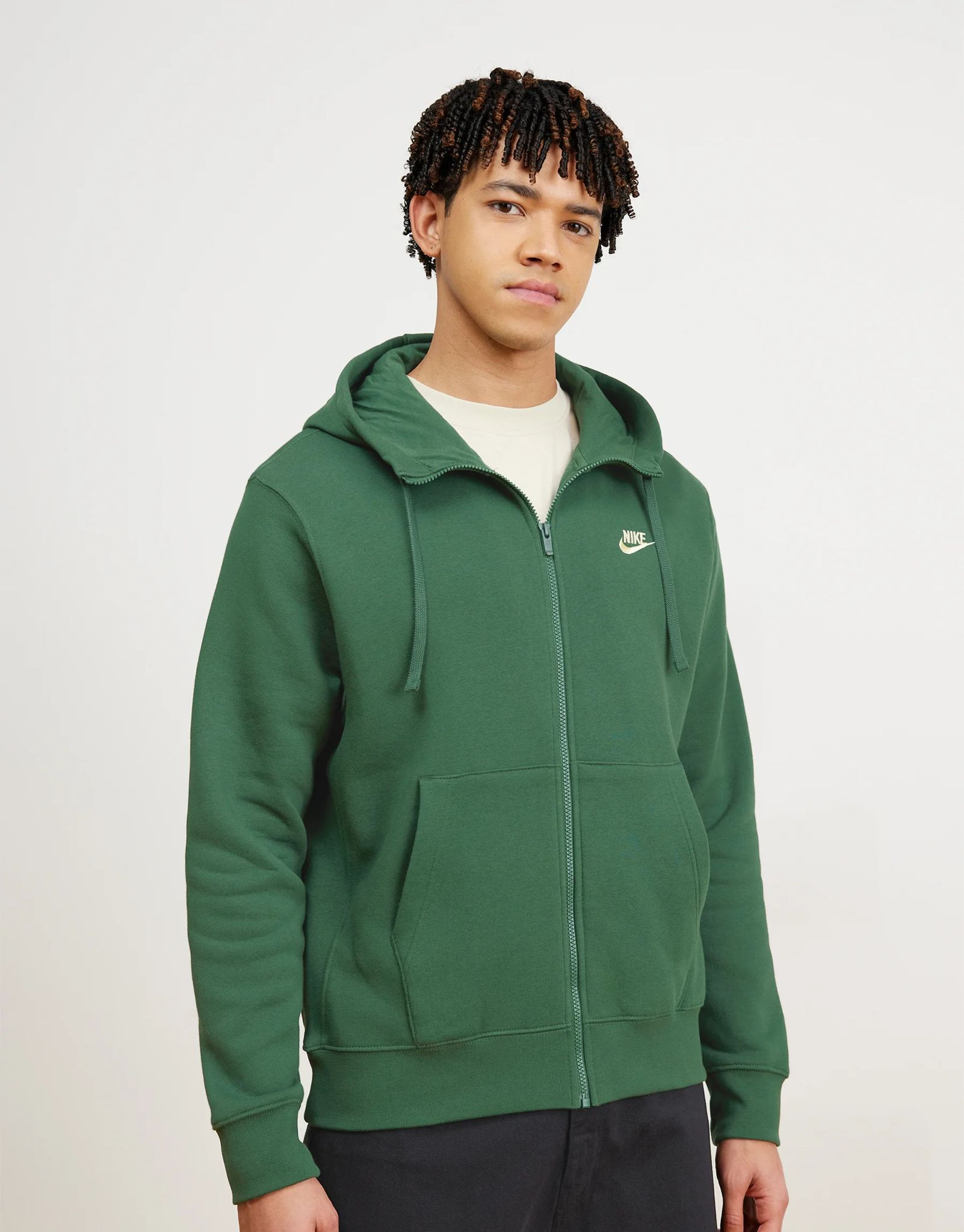 felpa nike con zip e cappuccio verde