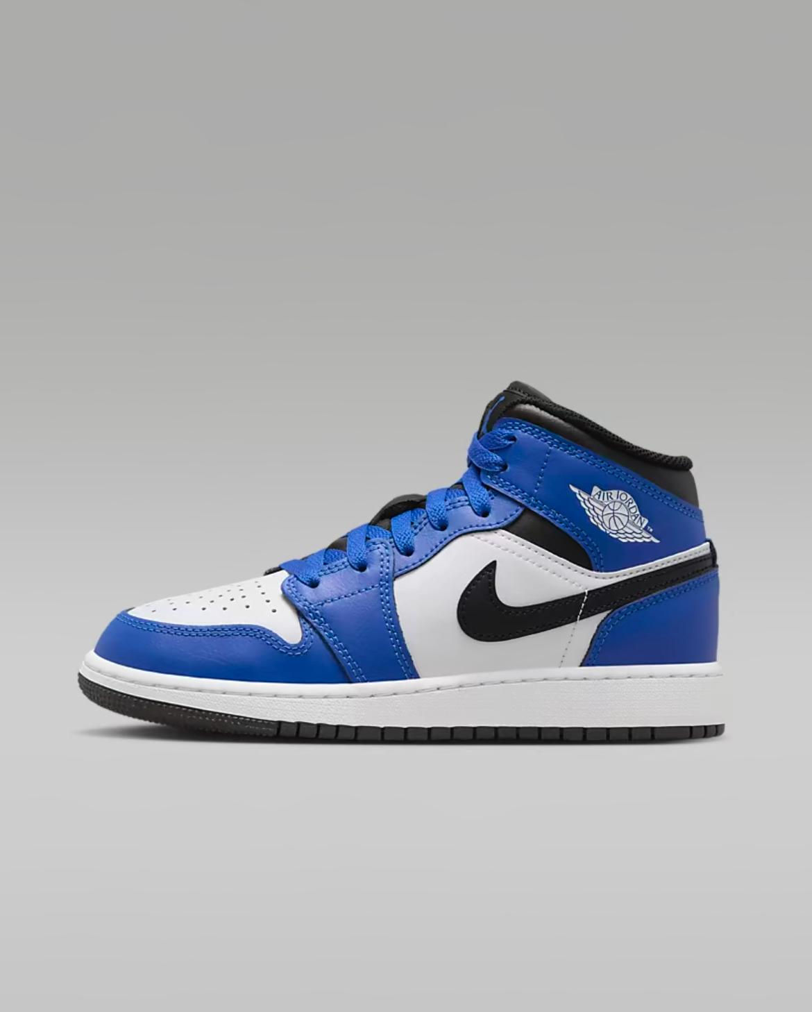 jordan 1 mid blu bianca nera gs