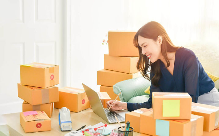 female-startup-small-business-owner-working-with-notebook-computer-home-online-selling-eco
