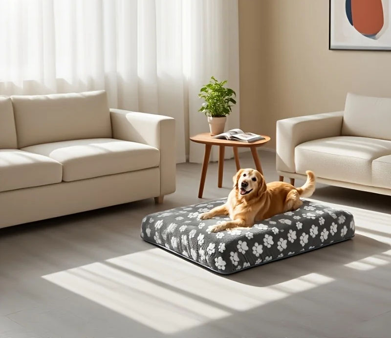 PawPrint Plush Dog Bed Cover