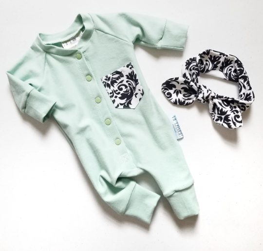 lil trendies infant mint romper outfit