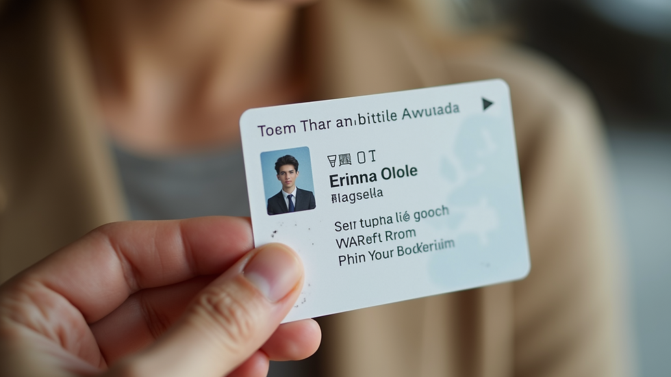 Close-up view of an inclusive ID card with personal information and accommodations listed