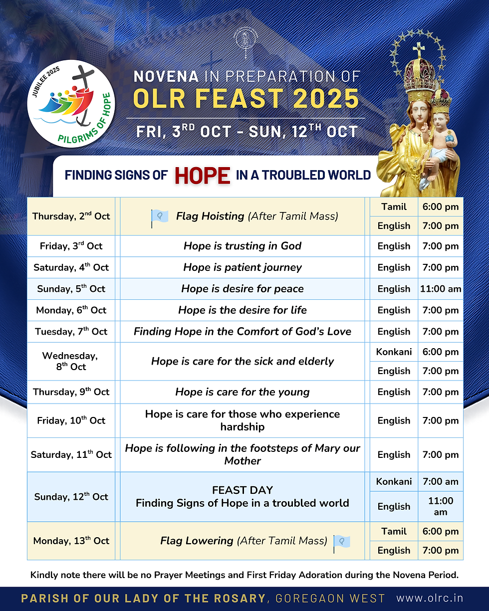 OLR Novena & Feast Schedule 2025