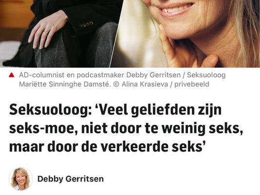 “Veel geliefden zijn seks-moe, niet door te weinig seks, maar door de verkeerde seks.”