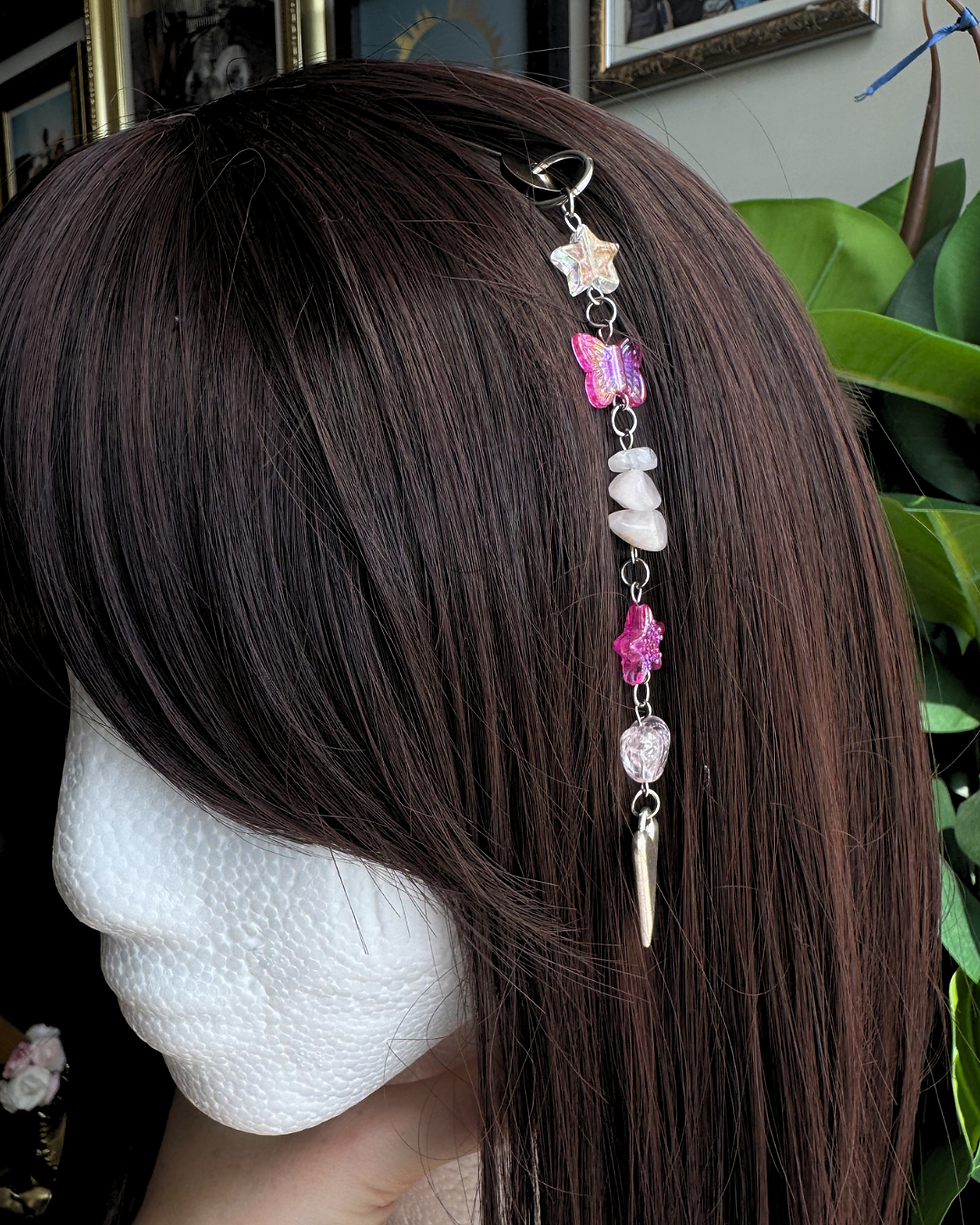 Thumbnail: Rose Quartz Crystal Dangle Hair Clip
