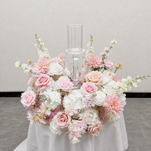 Pink and white roses and flowers centerpieces perfect for wedding decor or any event