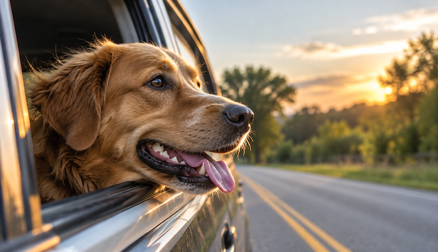 Golden Retriever Sunset Road Trip.png