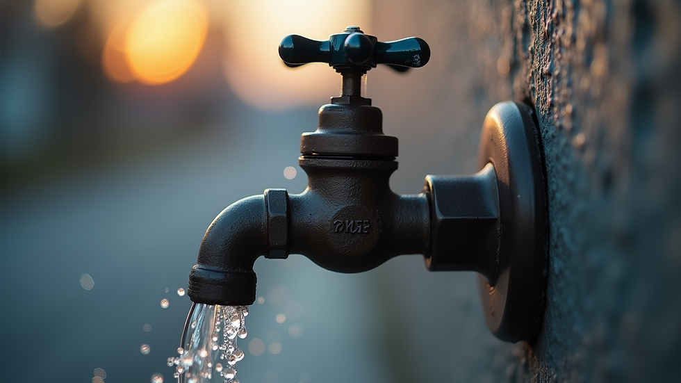 Close-up view of a water valve being turned off