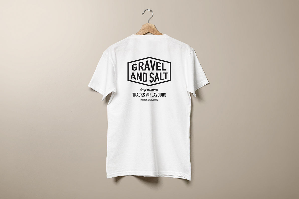 Back view of Gravel and Salt Vintage Black Shirt featuring overlanding design