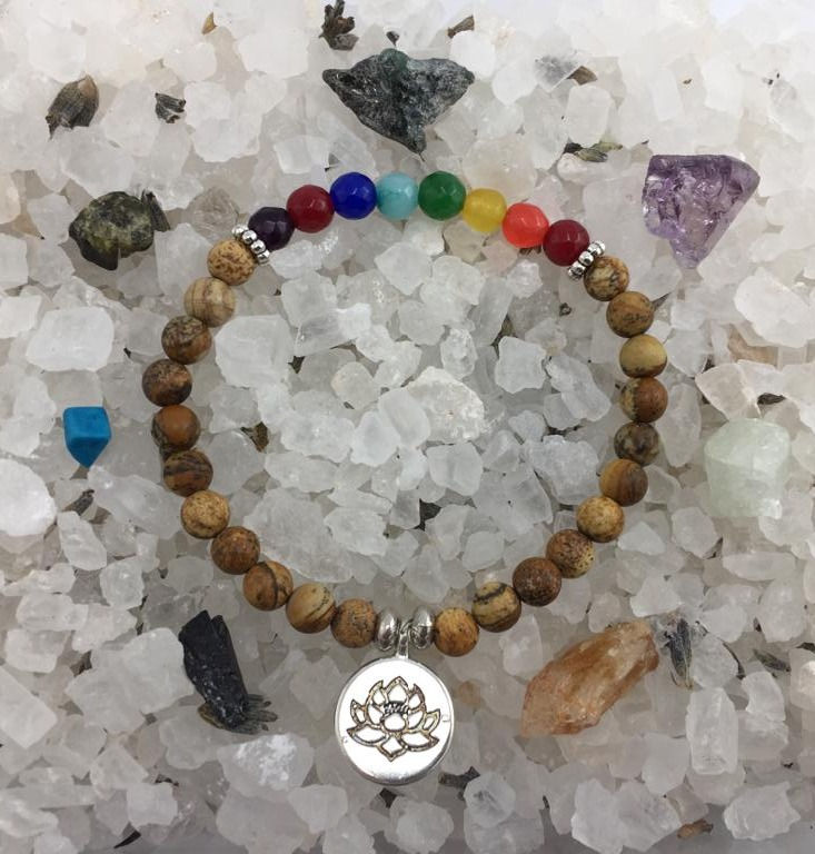 Pulsera 7 Chakras Jaspe Amarillo Loto 6mm