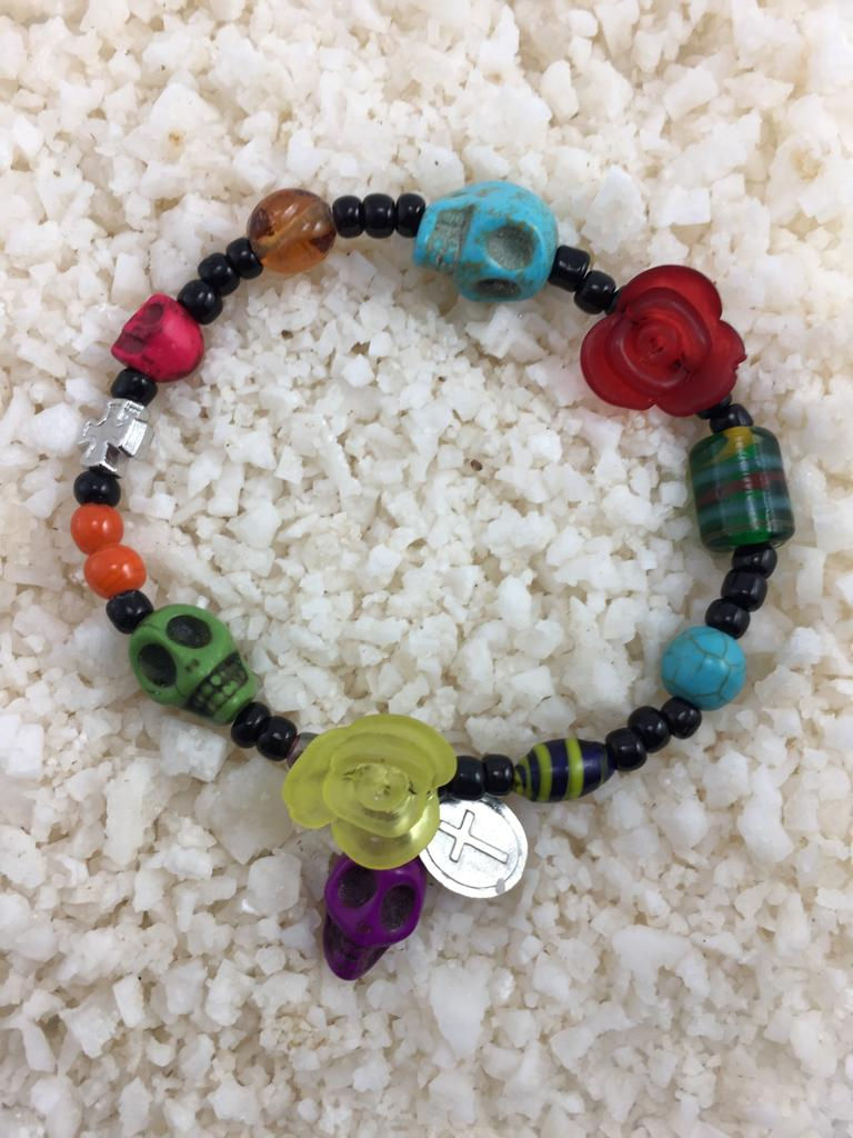 Pulsera "Viva la Vida" Cruz Virgen Plat