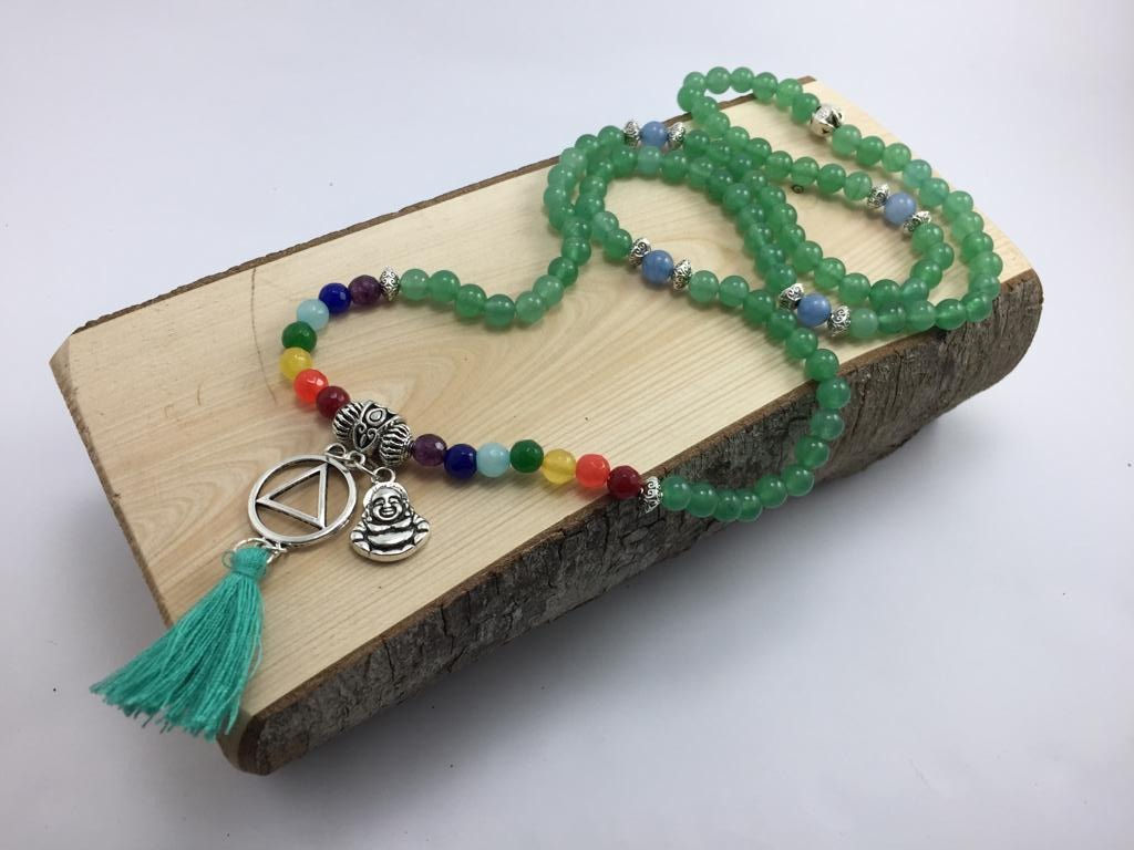 Japa Mala 108 ctas Jade, Angelita y 7 chakras 6mm