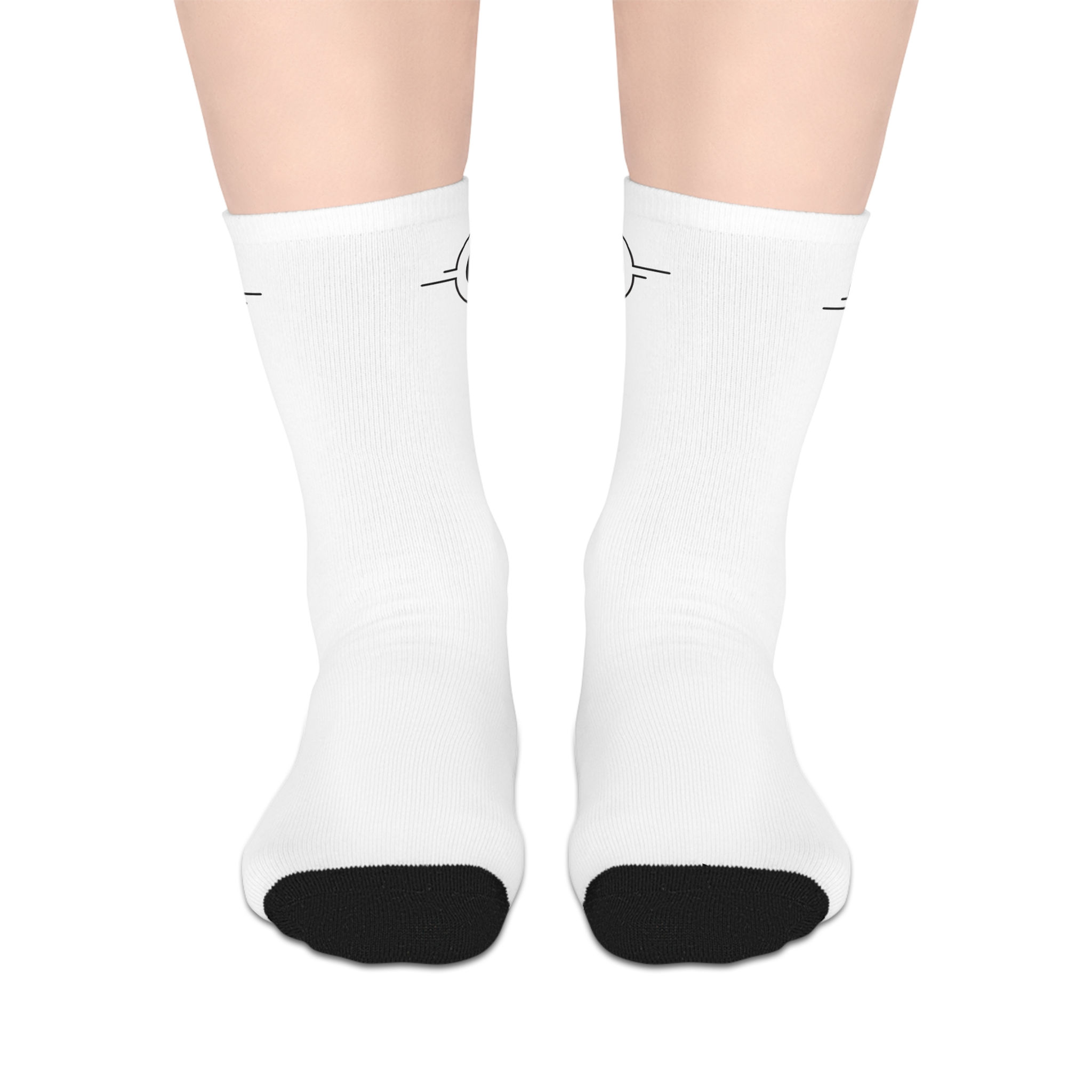 White Compass Crew Socks