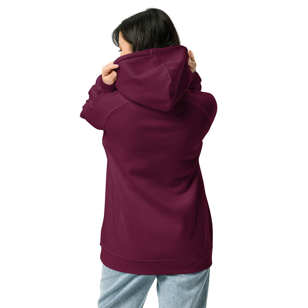 थंबनेल: Burgundy eco raglan hoodie