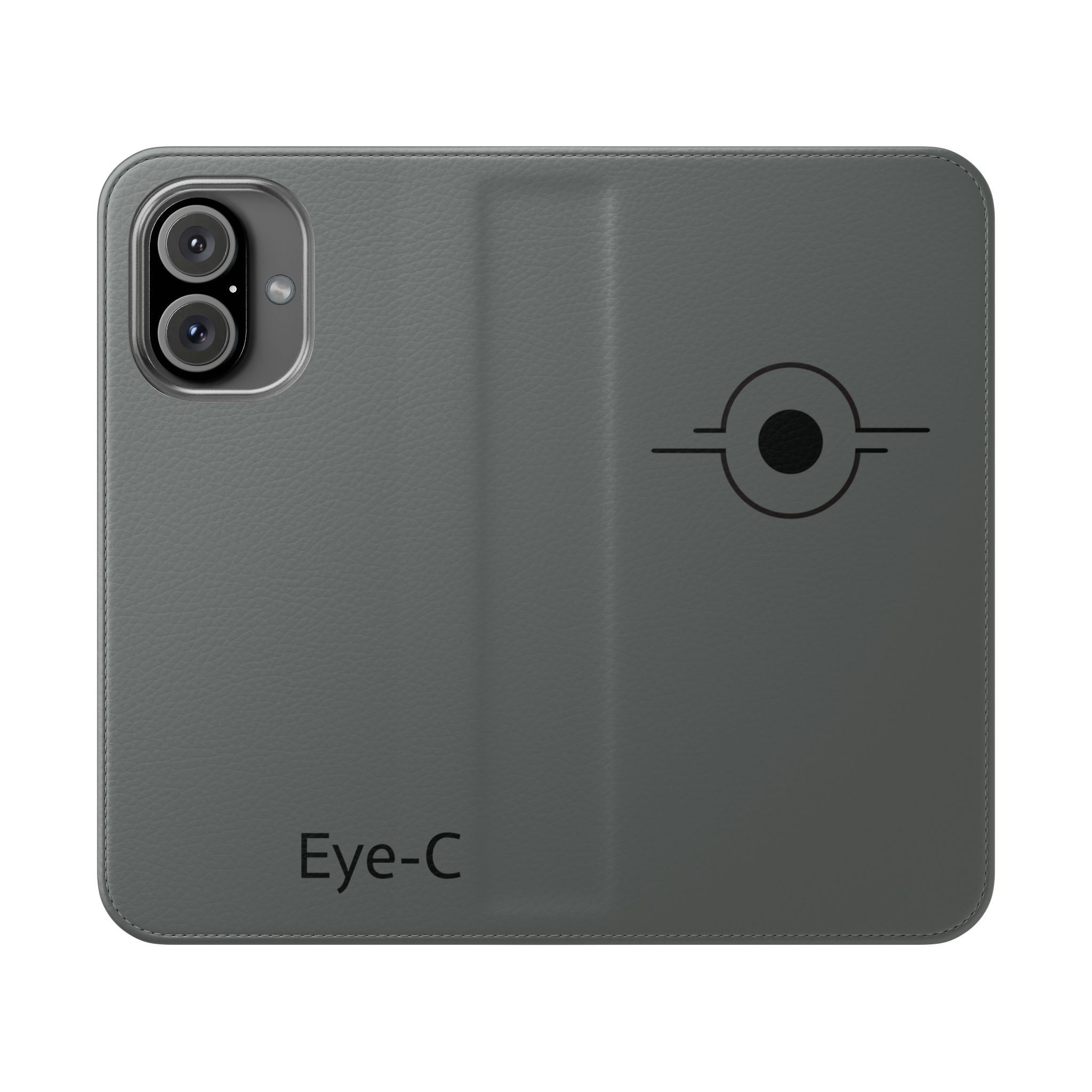 Grey Eye-C Leather Flip Phone Case