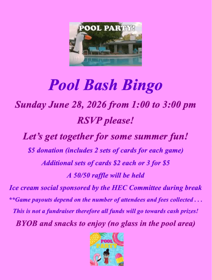 Bingo By The Pool!
