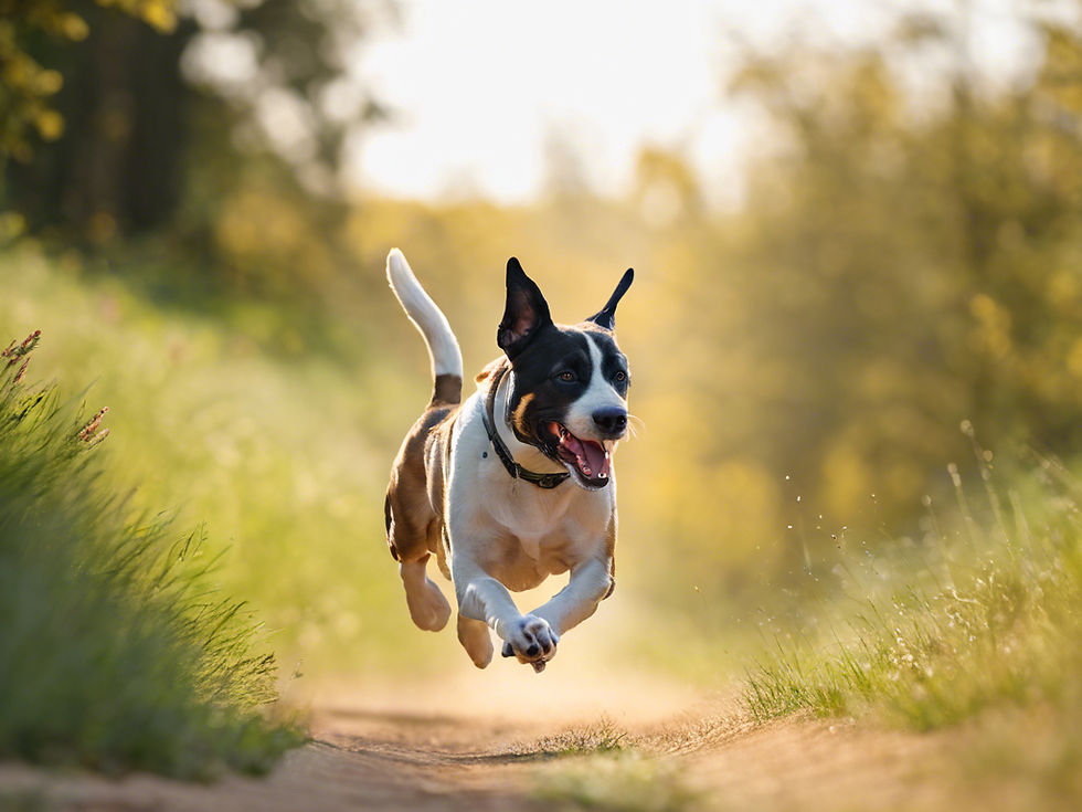 a happy dog running