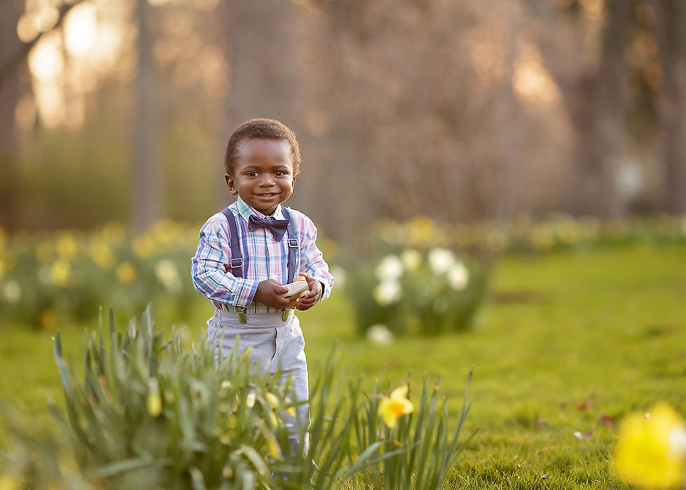Detroit Boy enjoying the flowers at the Ford Estate