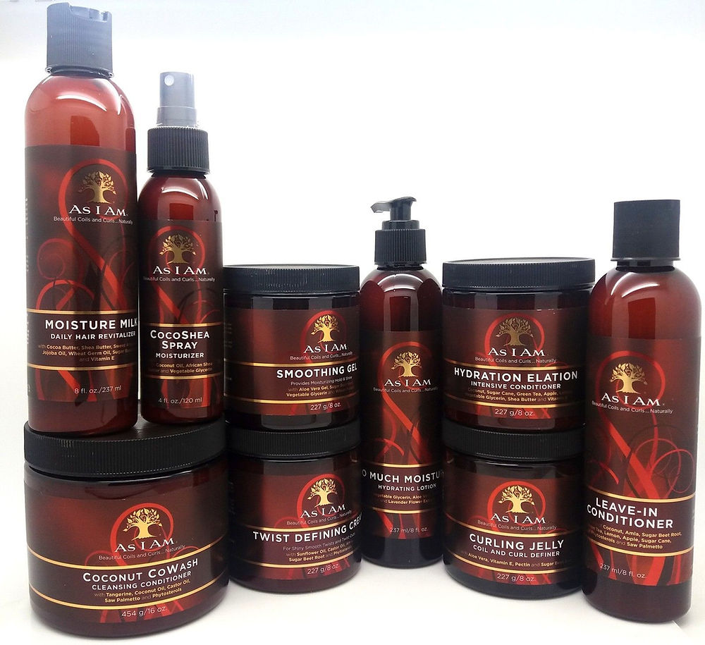 AS I AM hair care products: shampoos, conditioners, styling creams