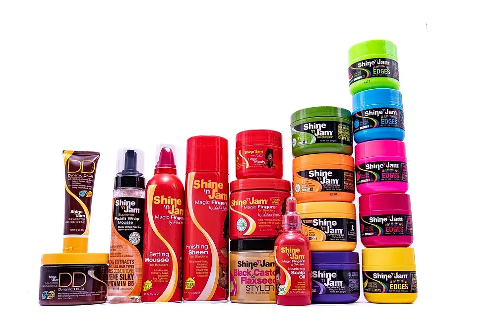 Shine 'n Jam hair gels and styling products