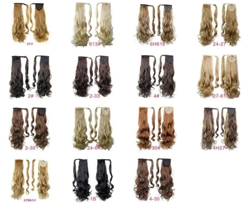 Miniatura: Rabo de Cavalo Liso ou Encaracolado Extensões de Cabelo Velcro