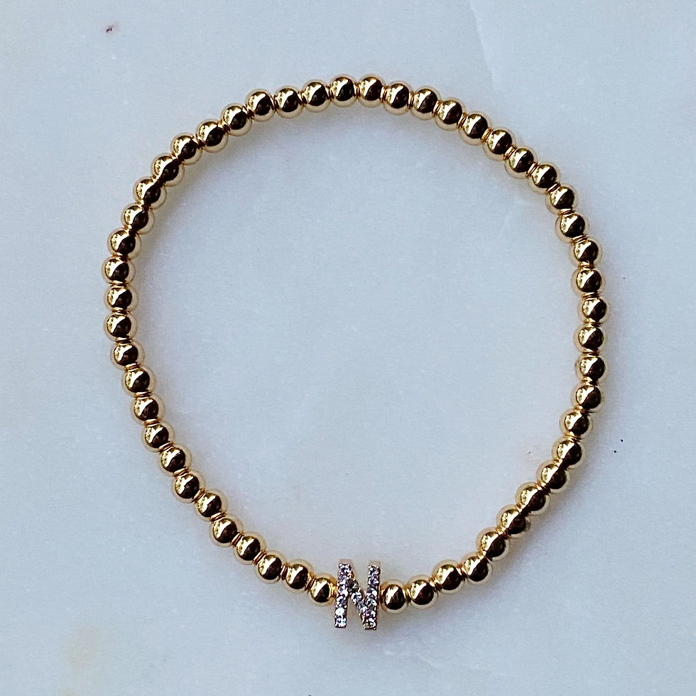 Thumbnail: Darcy Initial Bracelet - Gold Tone Stretch with Sparkly Accent