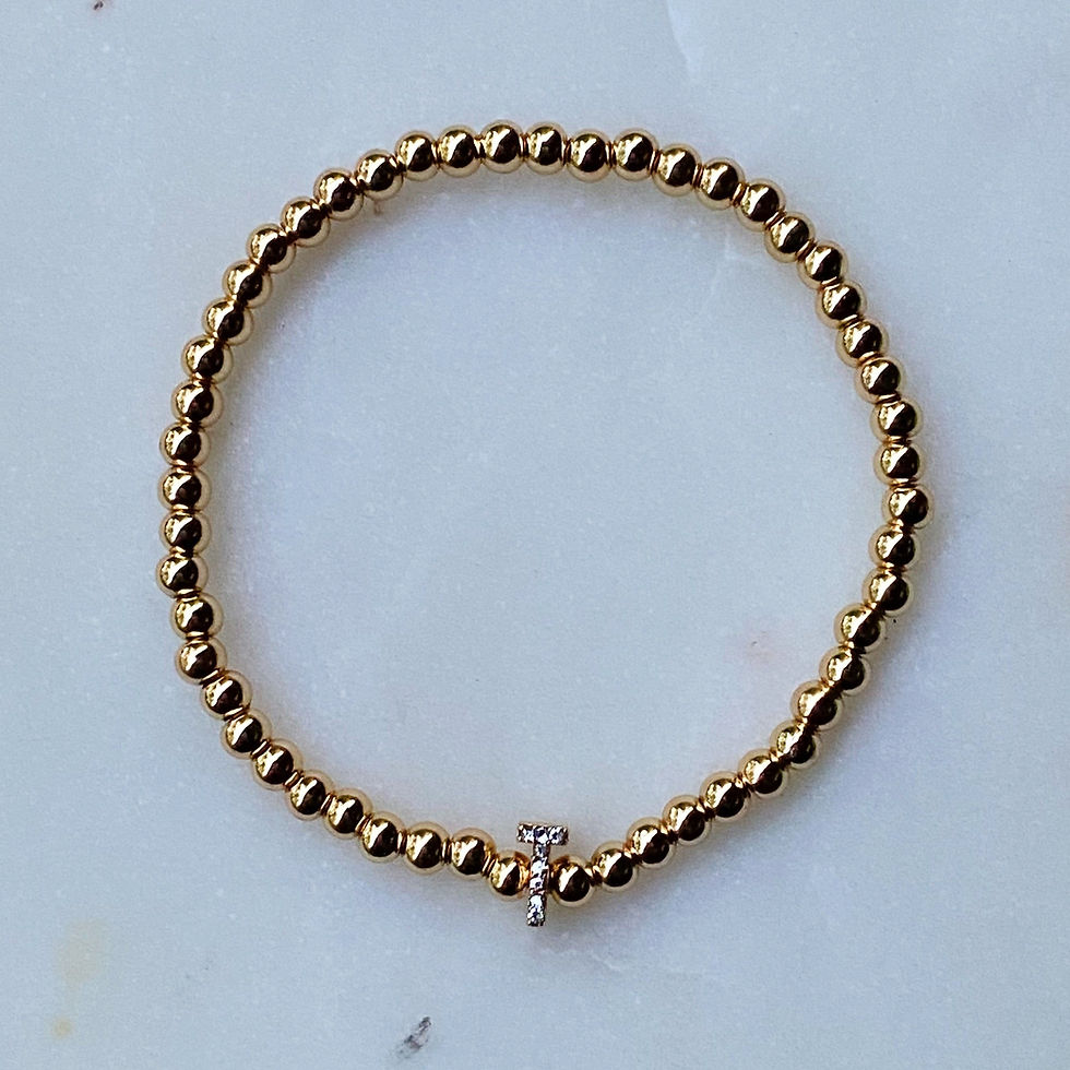 Thumbnail: Darcy Initial Bracelet - Gold Tone Stretch with Sparkly Accent