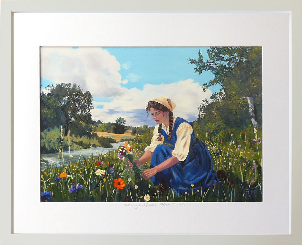 Thumbnail: Gathering Wildflowers - Mounted Print