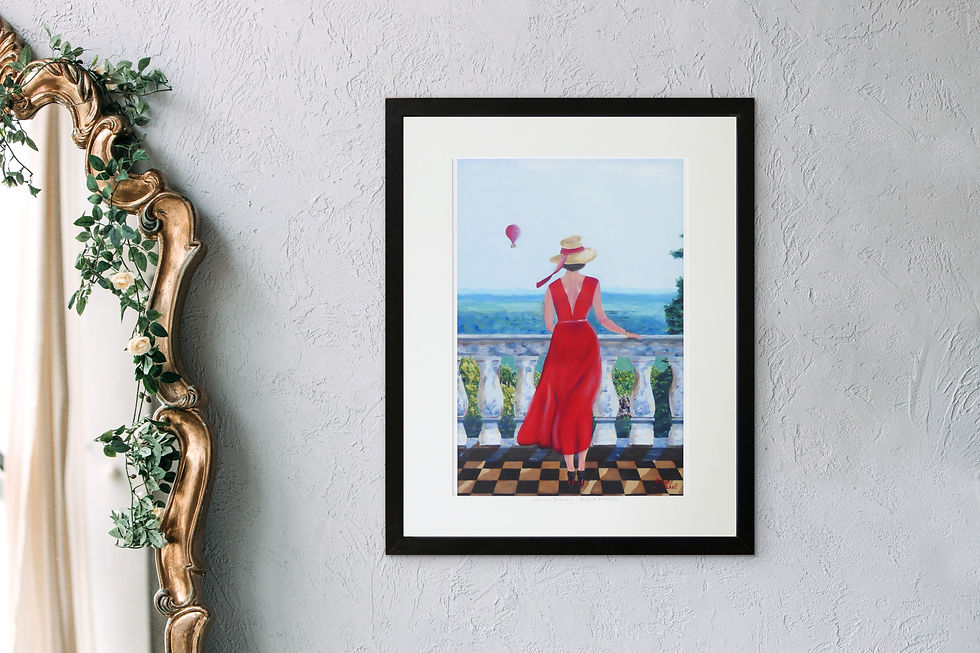 Thumbnail: Girl on a Balcony - Mounted Print