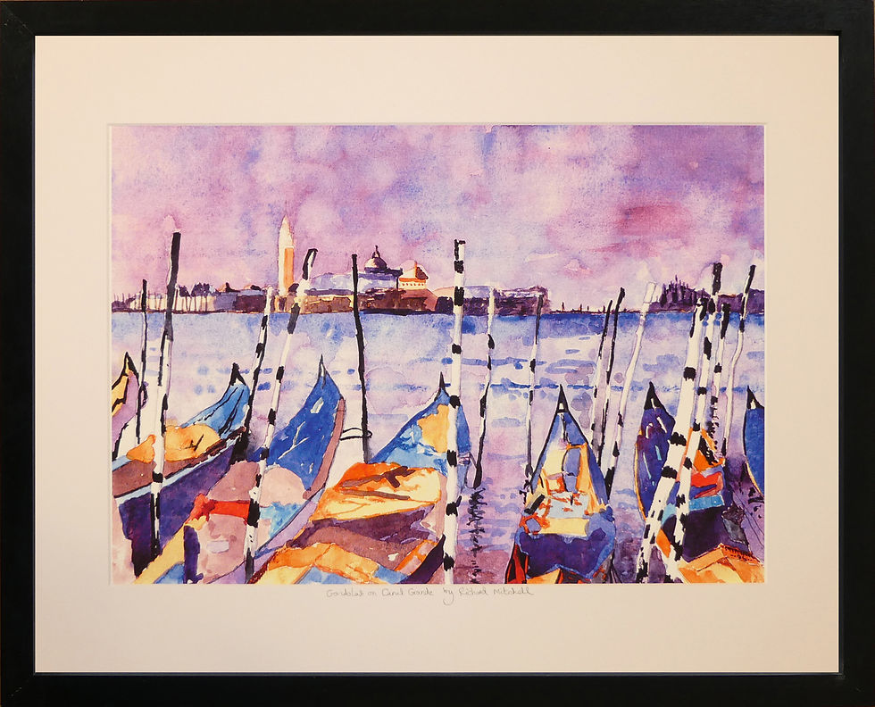 Thumbnail: Gondolas on Canal Grande - Mounted Print