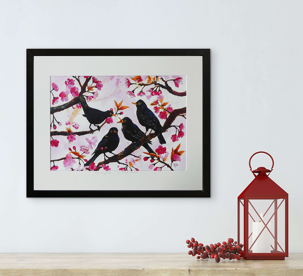 Thumbnail: Four Colly Birds - Mounted Print