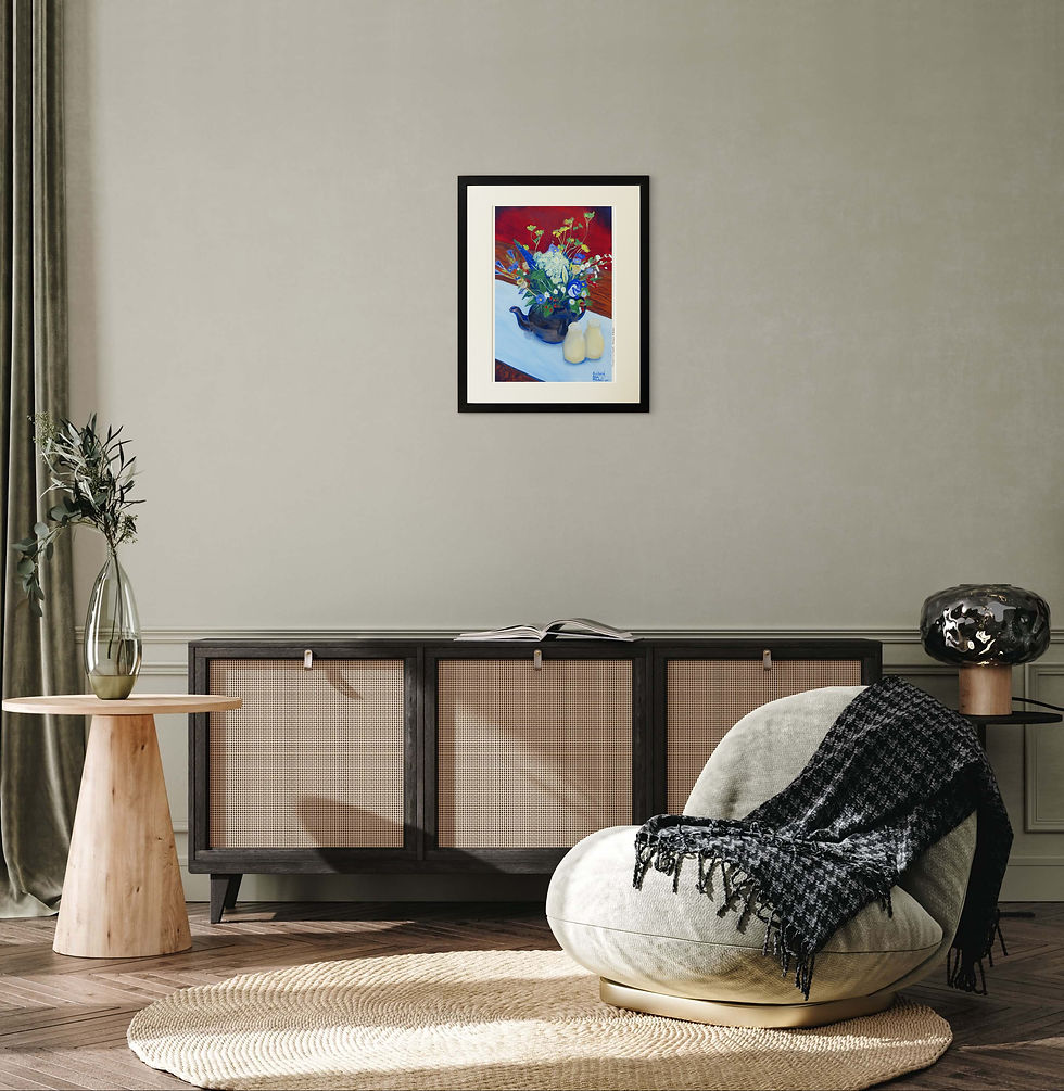 Thumbnail: Flowers in a Teapot - Mounted Print