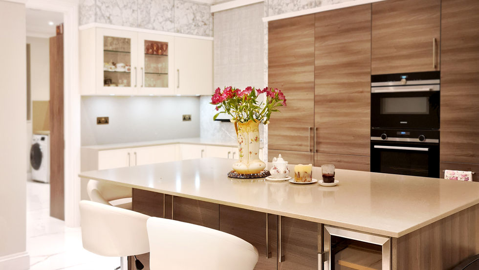 Symphony of Surfaces with Varied Textures in a Sleek Modern Kitchen