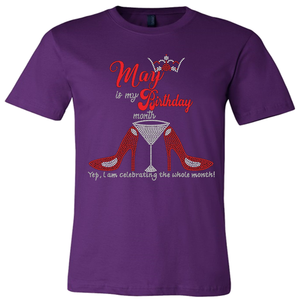 May Celebrating Rhinestone Birthday Shirt