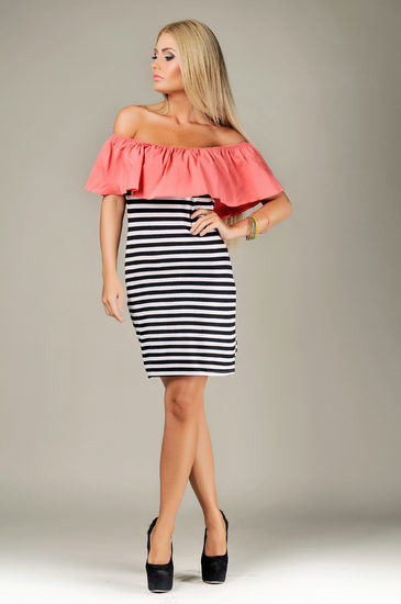 ПЛАТЬЕ 148 С ВОЛАНОМ КОРАЛЛОВЫМ