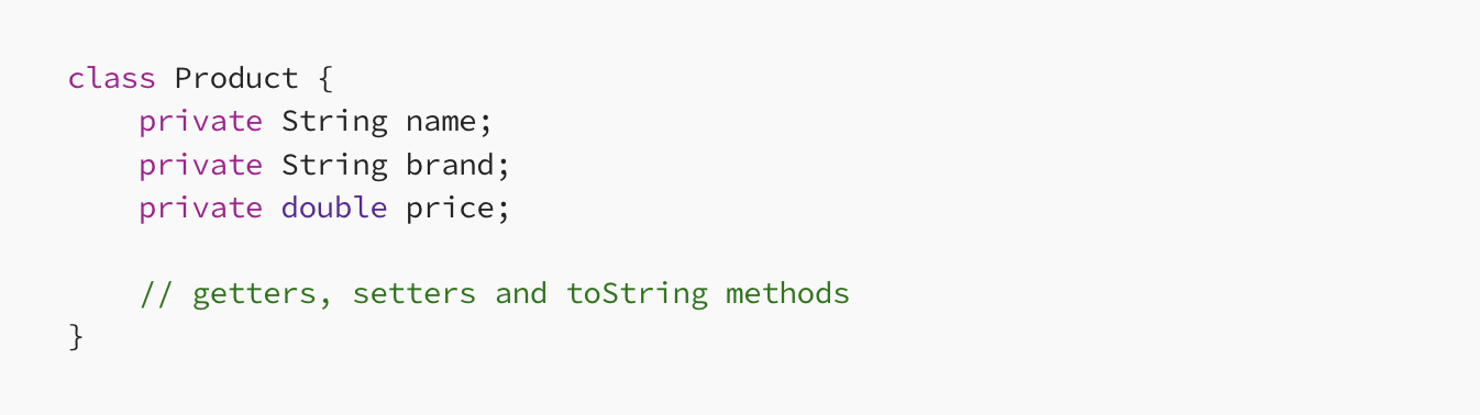 Product class definition