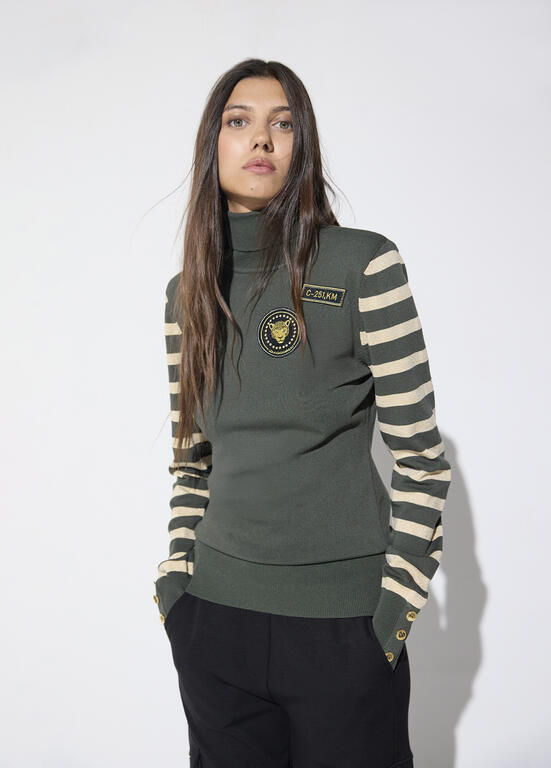 JERSEY MILITAR DE RAYAS CON PARCHES LOLA CASADEMUNT