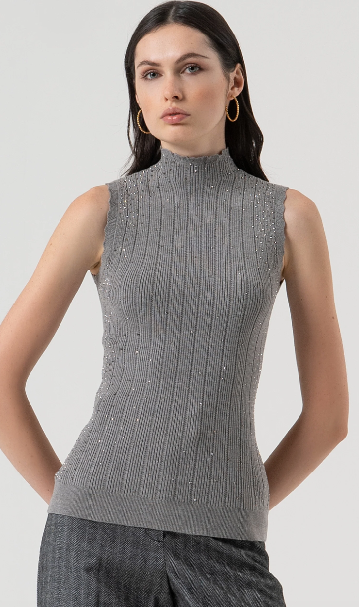 TOP DE PUNTO CON CANALÉ GREYMELANGE FRACOMINA