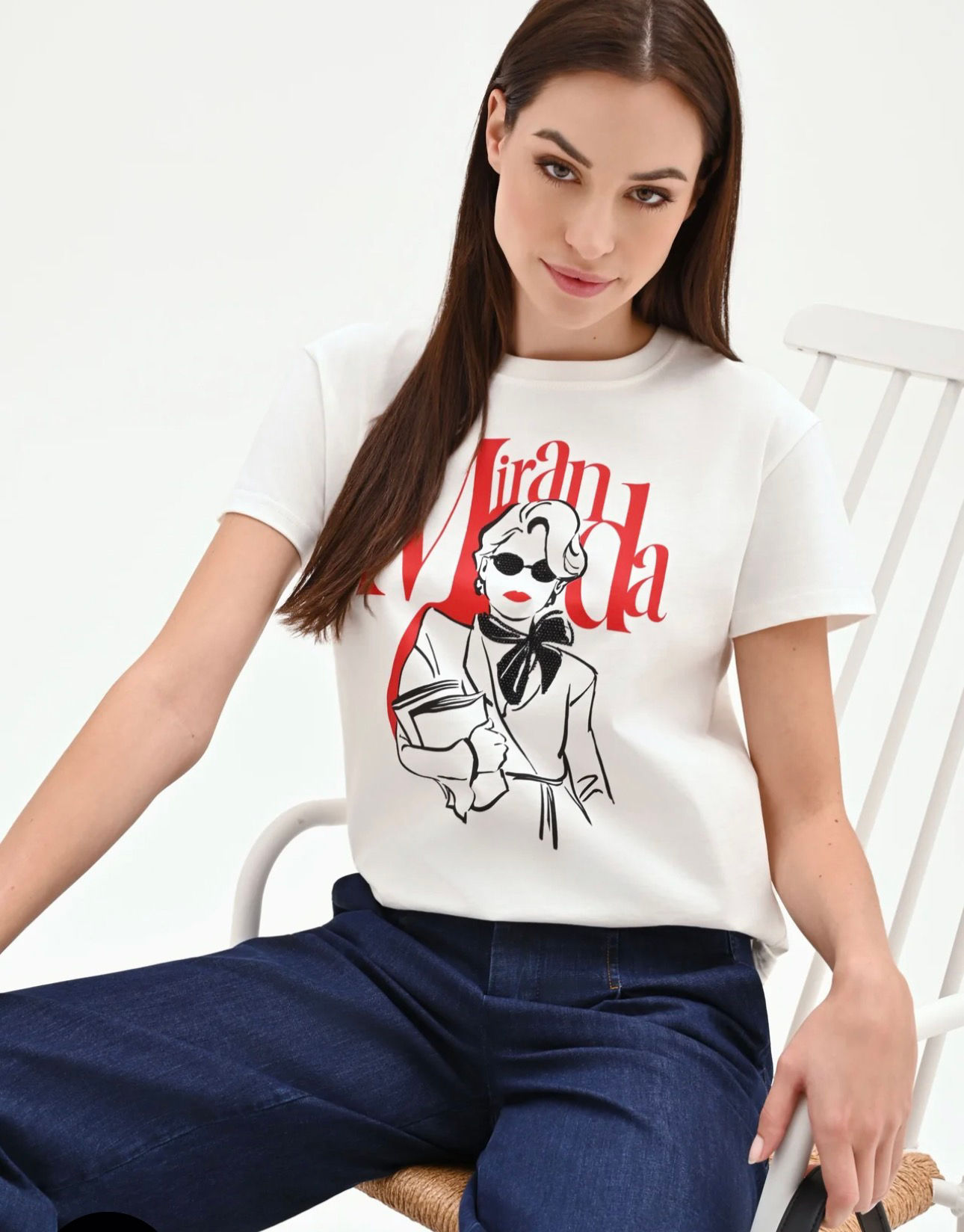 CAMISETA 'MIRANDA: THE DEVIL WEARS PRADA' BLANCA DE ALGODÓN