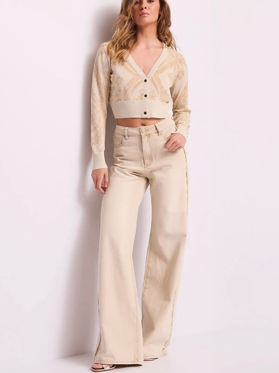 JEANS BEIGE LAVADO PIERNA ANCHA GAUDÌ