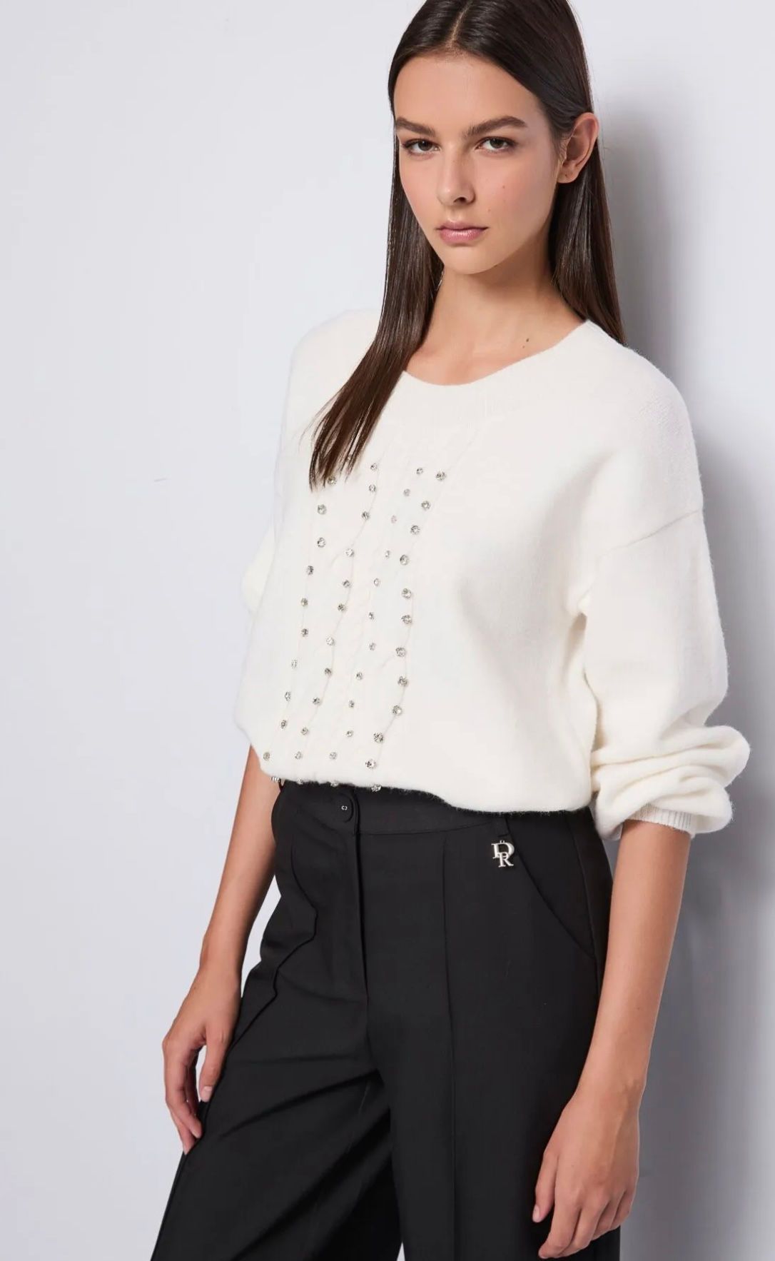 JERSEY BLANCO IVORY CON STRASS DENNY ROTE