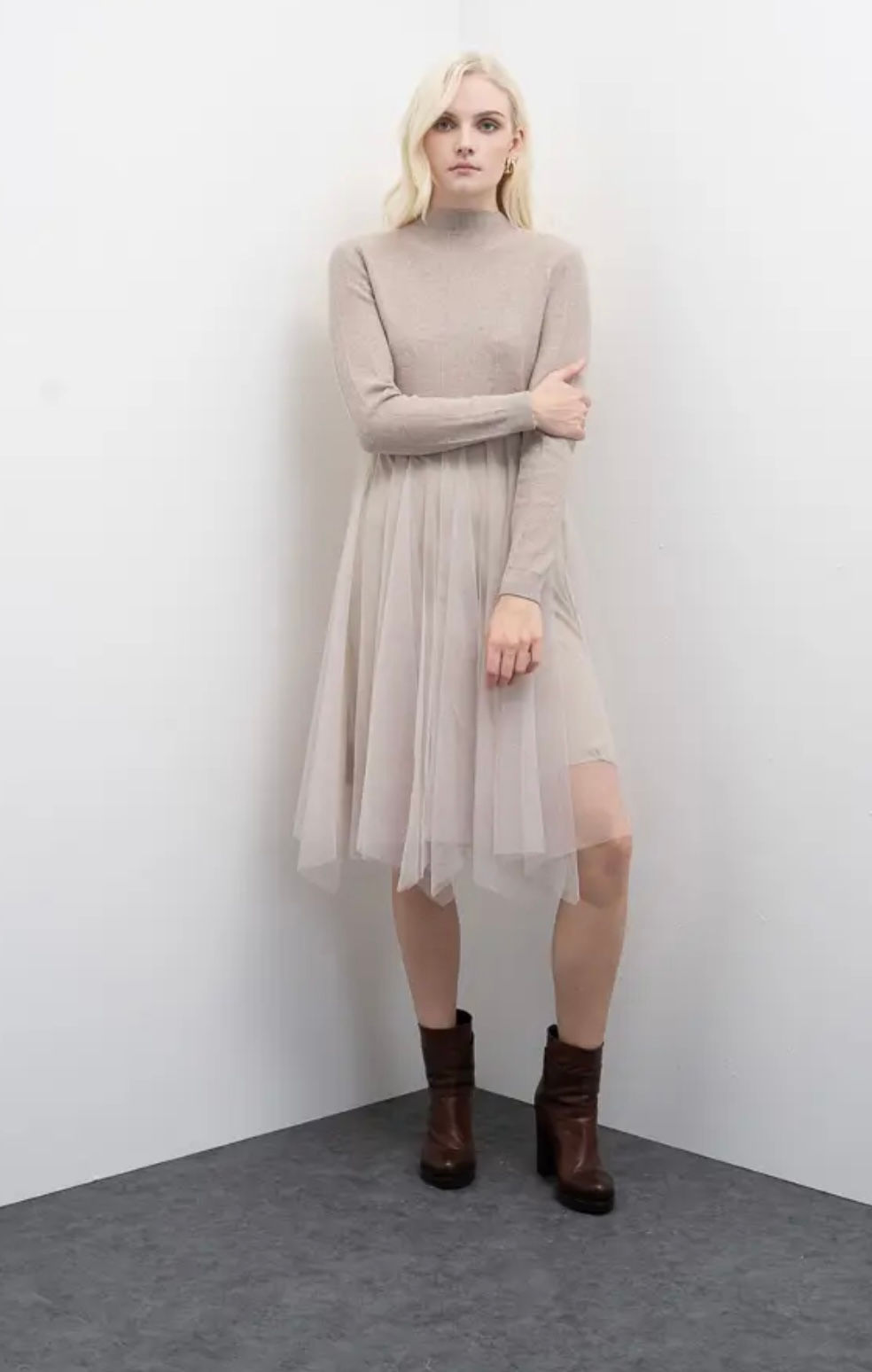 VESTIDO DE PUNTO CON FALDA TUL OTAVIA GOA GOA