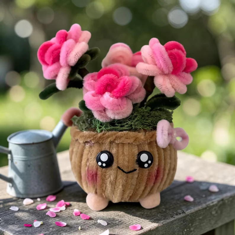 Thumbnail: Kawaii Flower Pot Decor | Handmade Pipe Cleaner Planter | Cute Desk Decor Gift f